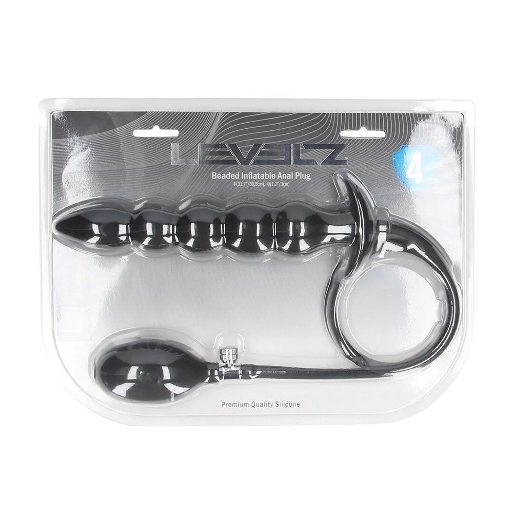 LEVELZ Beaded Inflatable Anal Plug - Black Inflatable Butt Plug