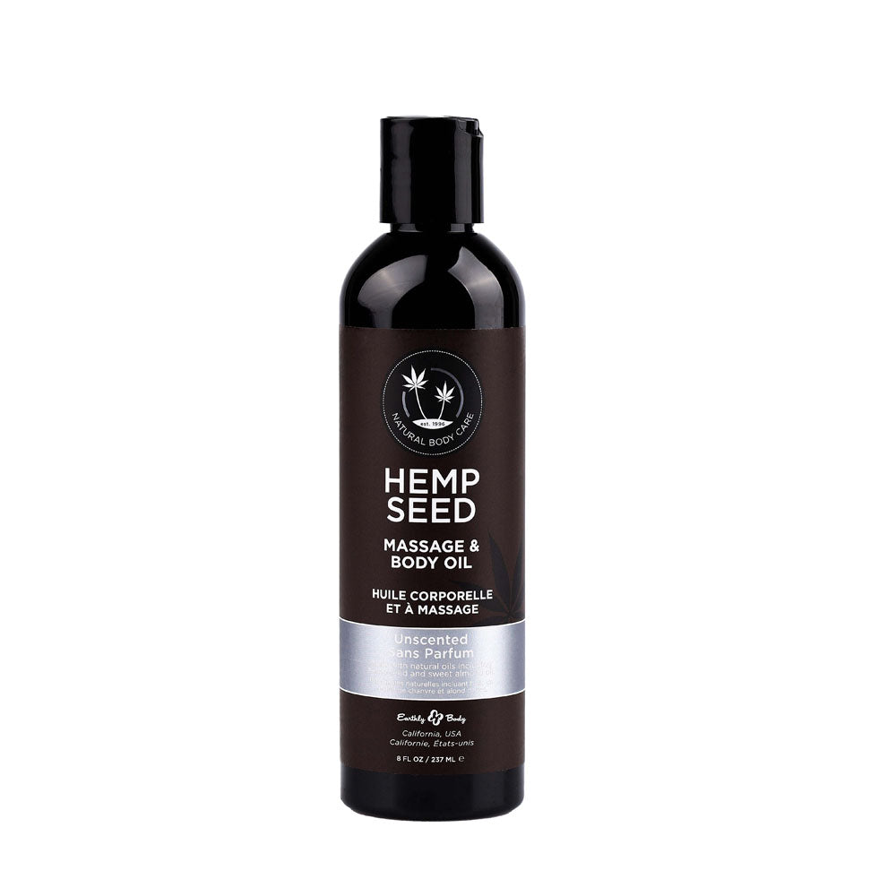 Hemp Seed Massage & Body Oil - Unscented - 237 ml Bottle