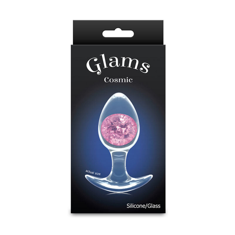 Glams Cosmic - Medium - Pink - Clear/Pink 9.5 cm Small Butt Plug