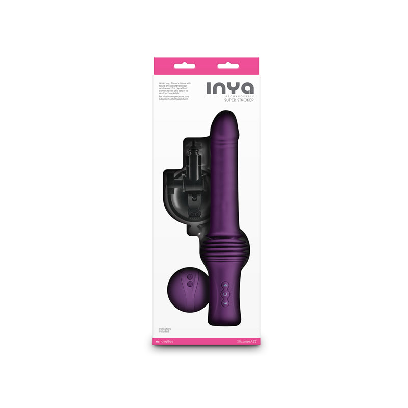 INYA Super Stroker - Purple - Purple 36.8 cm USB Rechargeable Thrusting Vibrator with Remote Control & Stand