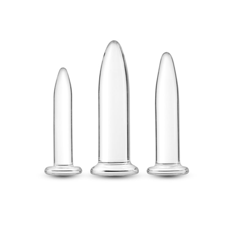 Crystal - 3pc Trainer Kit - Clear - Clear Glass Anal Plugs - Set of 3 Sizes