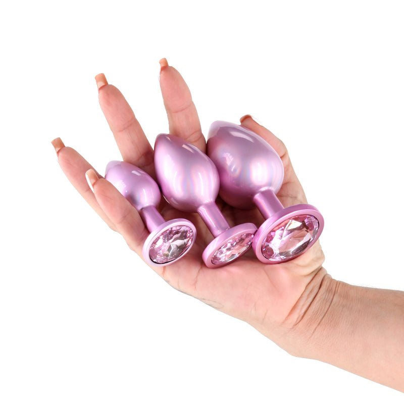 Rear Assets Trainer Kit - Iridescent Pink - Iridescent Pink Metallic Butt Plugs - Set of 3 Sizes