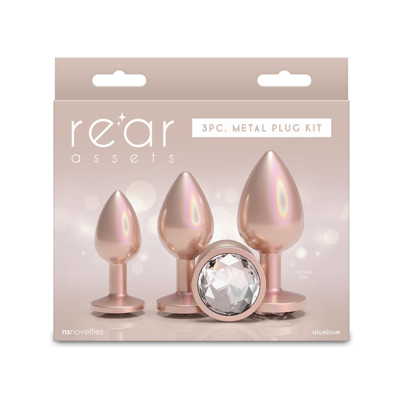 Rear Assets Trainer Kit - Iridescent Champagne - Iridescent Champagne Metallic Butt Plugs - Set of 3 Sizes