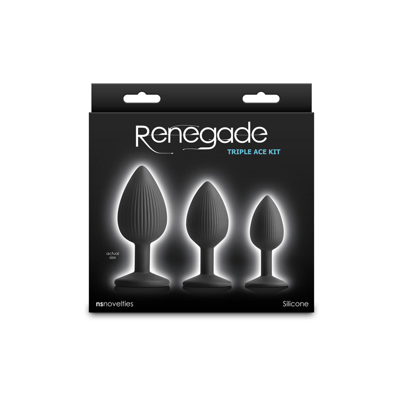 Renegade Triple Ace Kit - Black - Black Butt Plugs - Set of 3 Sizes