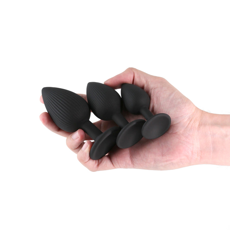 Renegade Triple Ace Kit - Black - Black Butt Plugs - Set of 3 Sizes