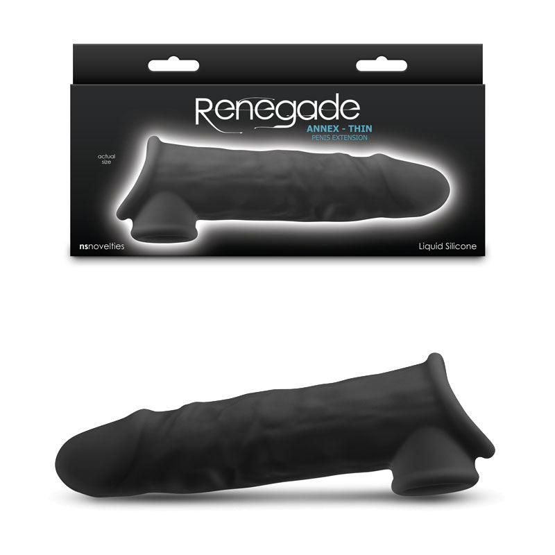 Renegade Annex - Thin - Black - Black 19.4 cm Penis Extender Sleeve