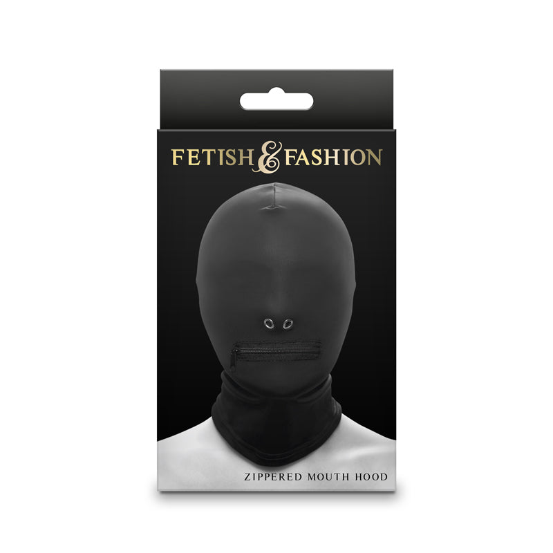 Fetish & Fantasy - Zippered Mouth Hood - Black - Black Hood