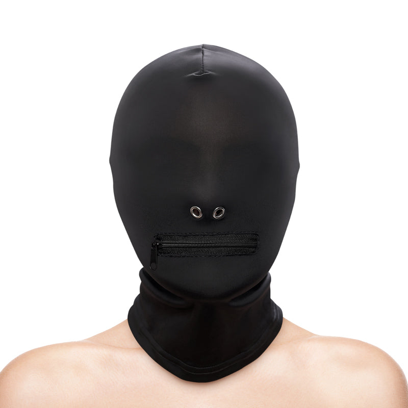 Fetish & Fantasy - Zippered Mouth Hood - Black - Black Hood
