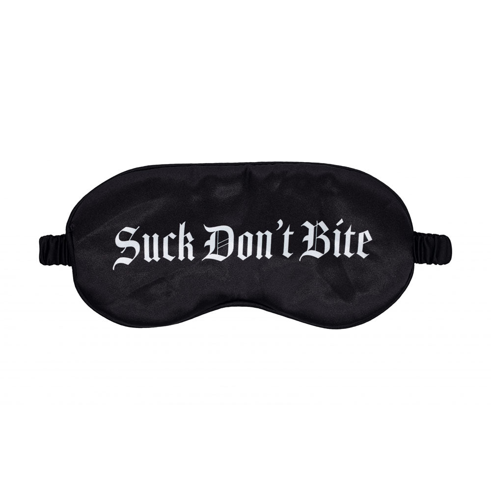 OUCH! Satin Mask - Suck Don't Bite - Black Printed Eye Mask