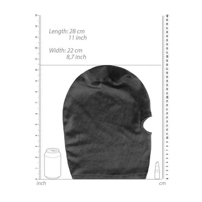 Ouch! Velvet & Velcro Mask with Mouth Opening - Black Hood