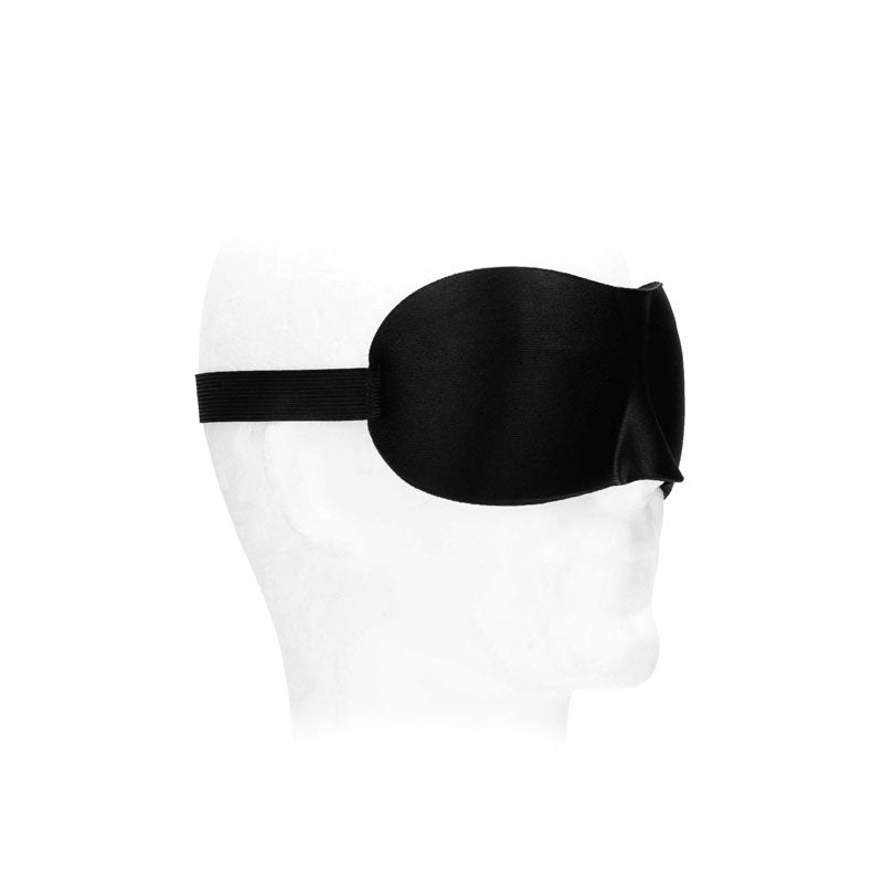 OUCH! Black & White Satin Curvy Eye Mask - Black Eye Restraint