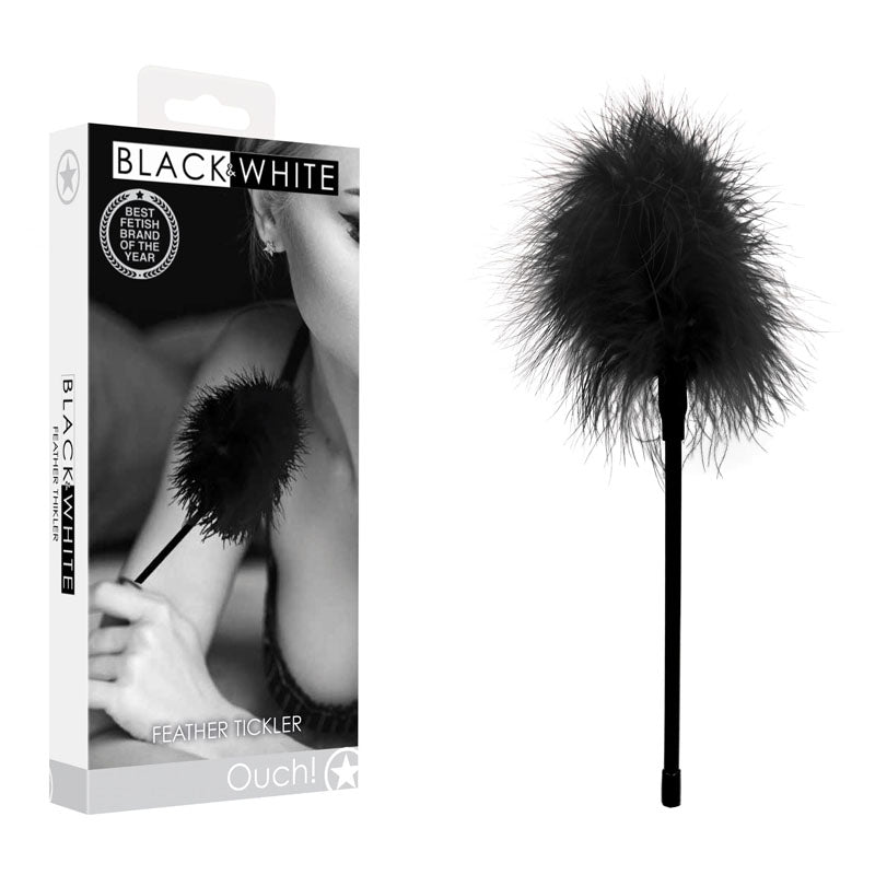 OUCH! Black & White Feather Tickler - Black Feather Crop