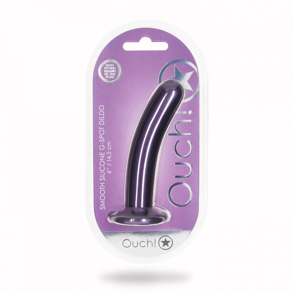 OUCH! Smooth Silicone G-Spot Dildo - 6'' / 14.5 cm - Metallic Purple 14.5 cm Dildo