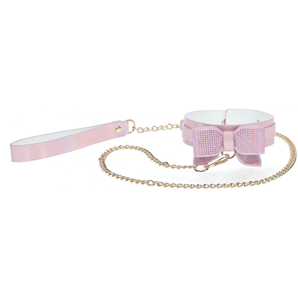 OUCH! Paris Collection - Collar with Leash - Pink Restraint