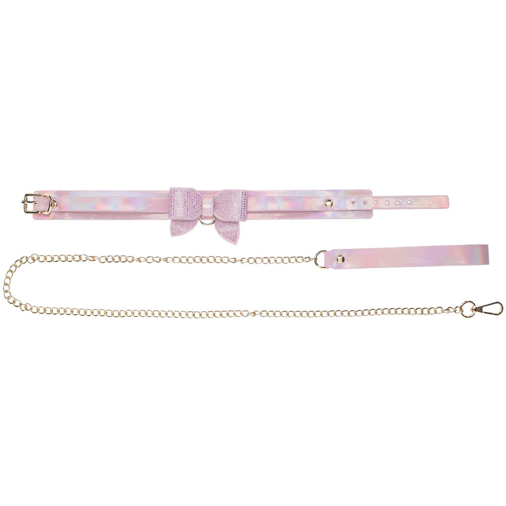 OUCH! Paris Collection - Collar with Leash - Pink Restraint