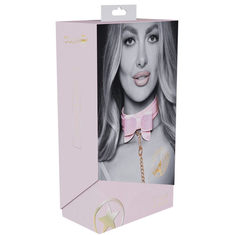 OUCH! Paris Collection - Collar with Leash - Pink Restraint