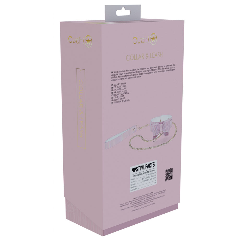 OUCH! Paris Collection - Collar with Leash - Pink Restraint