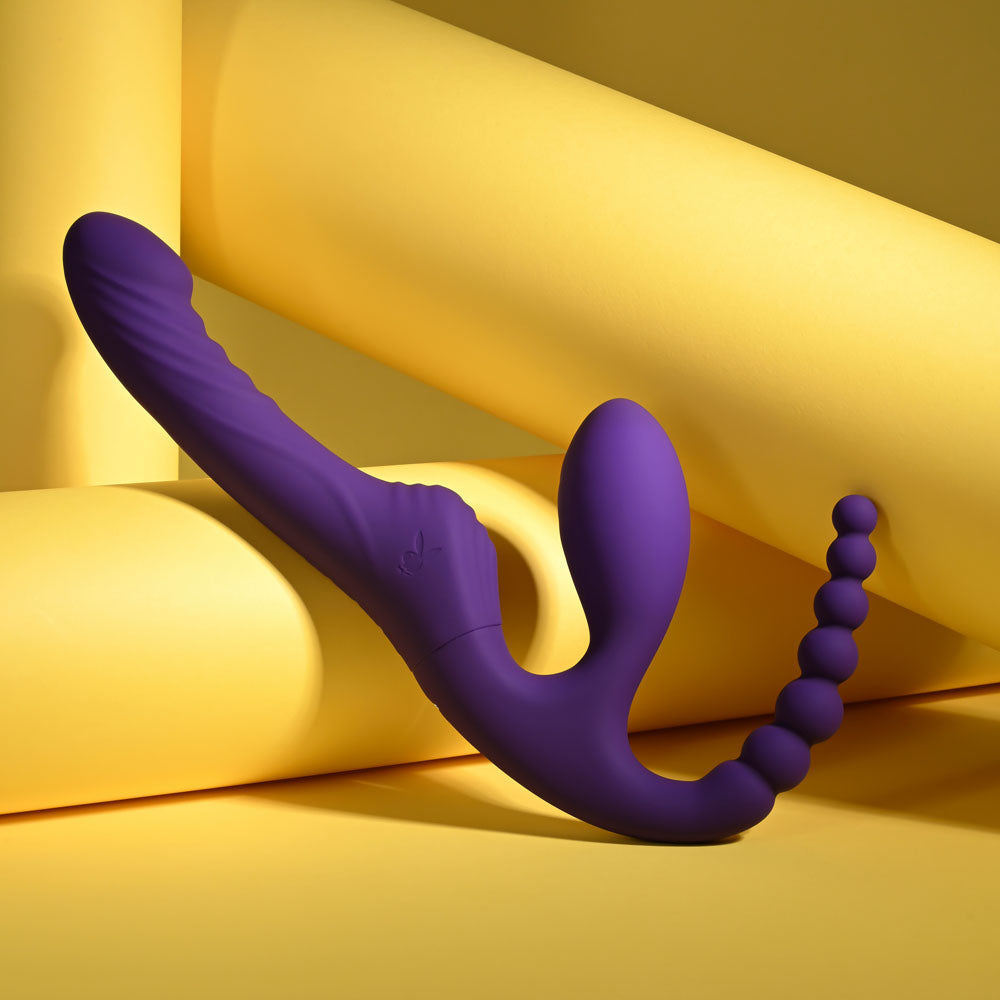 Playboy Pleasure HUG IT OUT - Purple 29 cm USB Rechargeable Strapless Strap-On