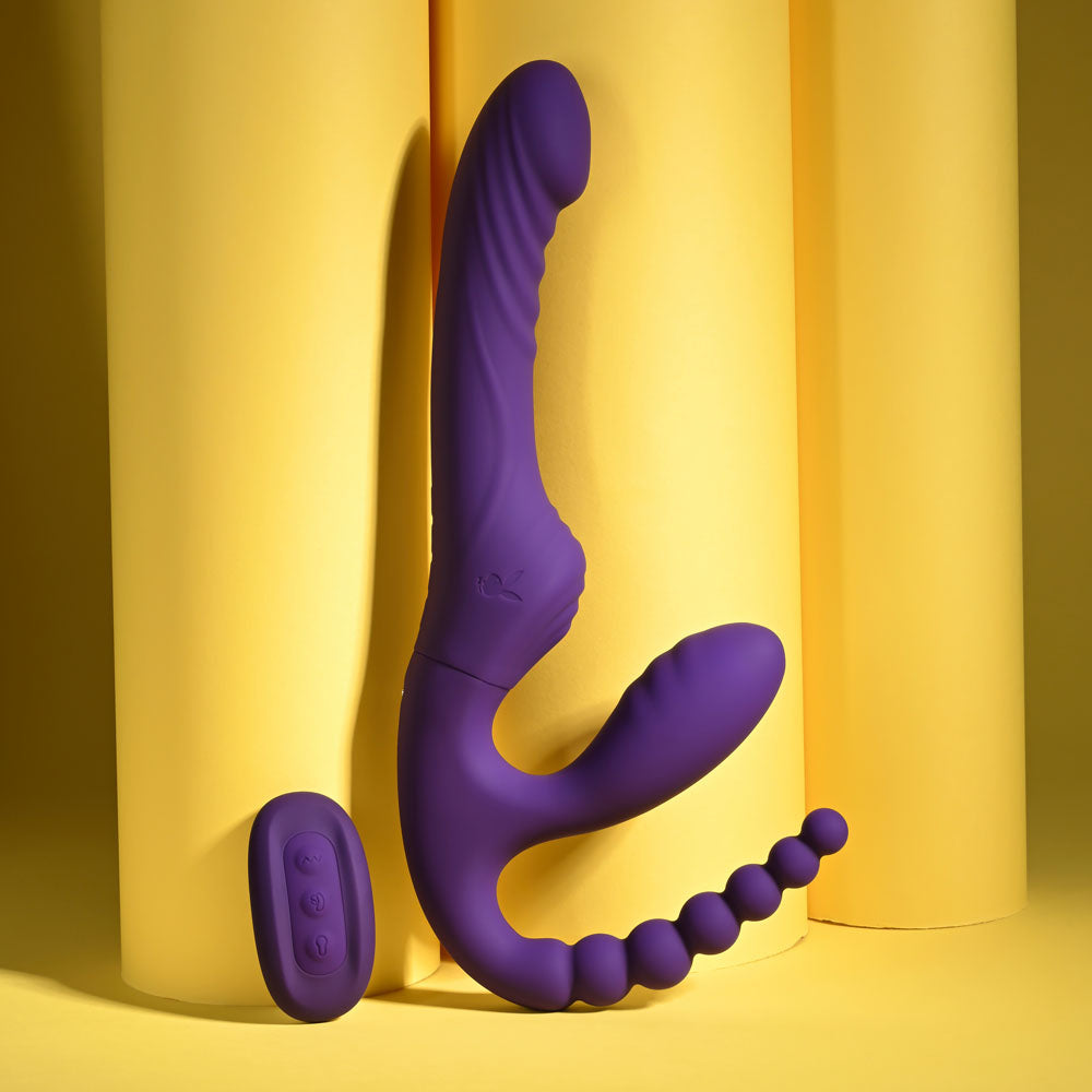 Playboy Pleasure HUG IT OUT - Purple 29 cm USB Rechargeable Strapless Strap-On