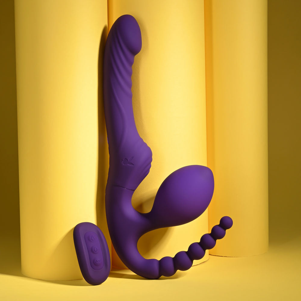 Playboy Pleasure HUG IT OUT - Purple 29 cm USB Rechargeable Strapless Strap-On