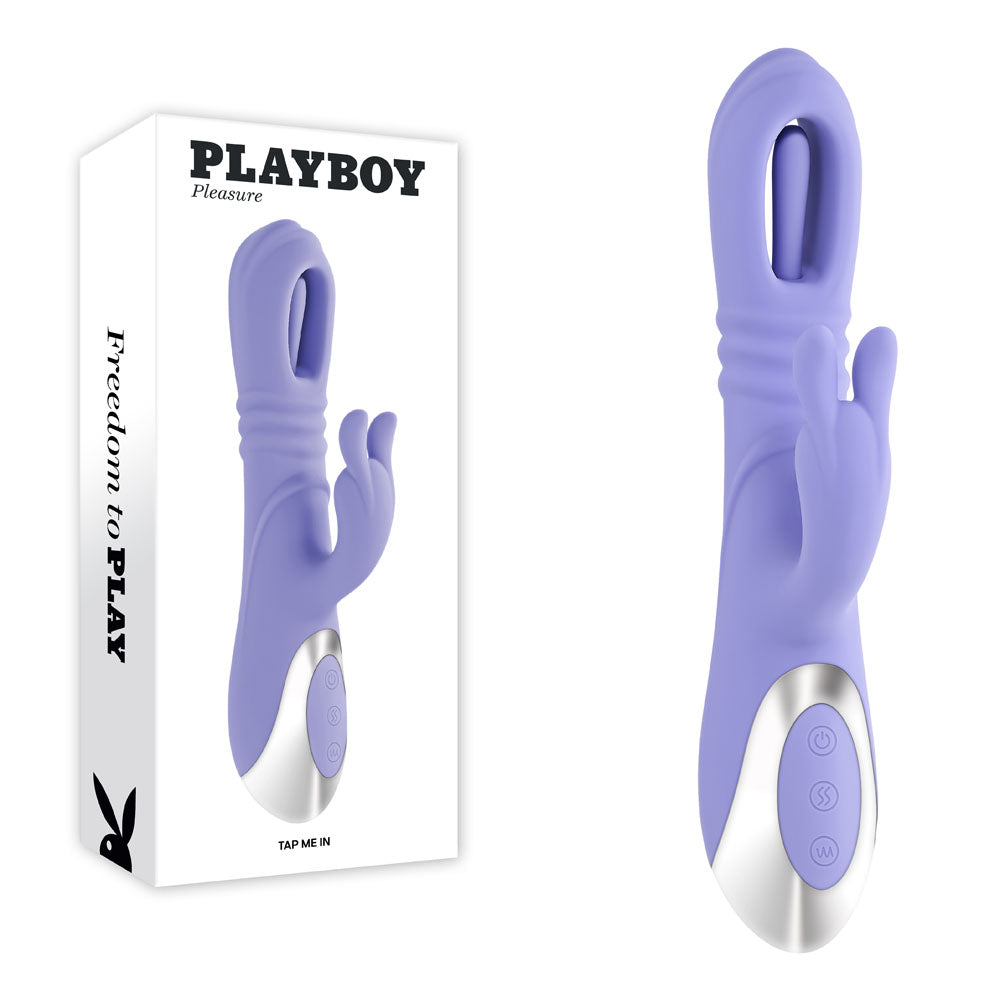 Playboy Pleasure TAP ME IN - Purple 24.2 cm USB Rechargeable Rabbit Vibrator with Tapping Shaft