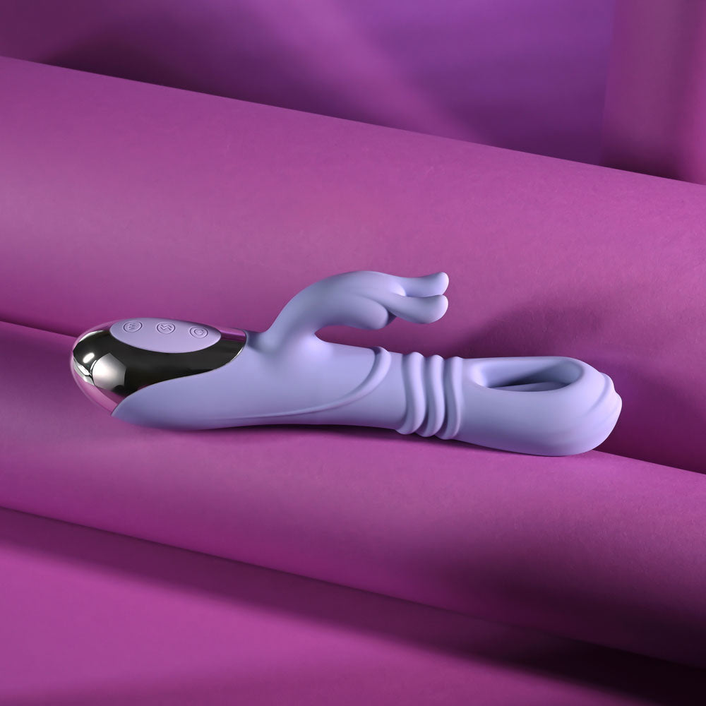 Playboy Pleasure TAP ME IN - Purple 24.2 cm USB Rechargeable Rabbit Vibrator with Tapping Shaft
