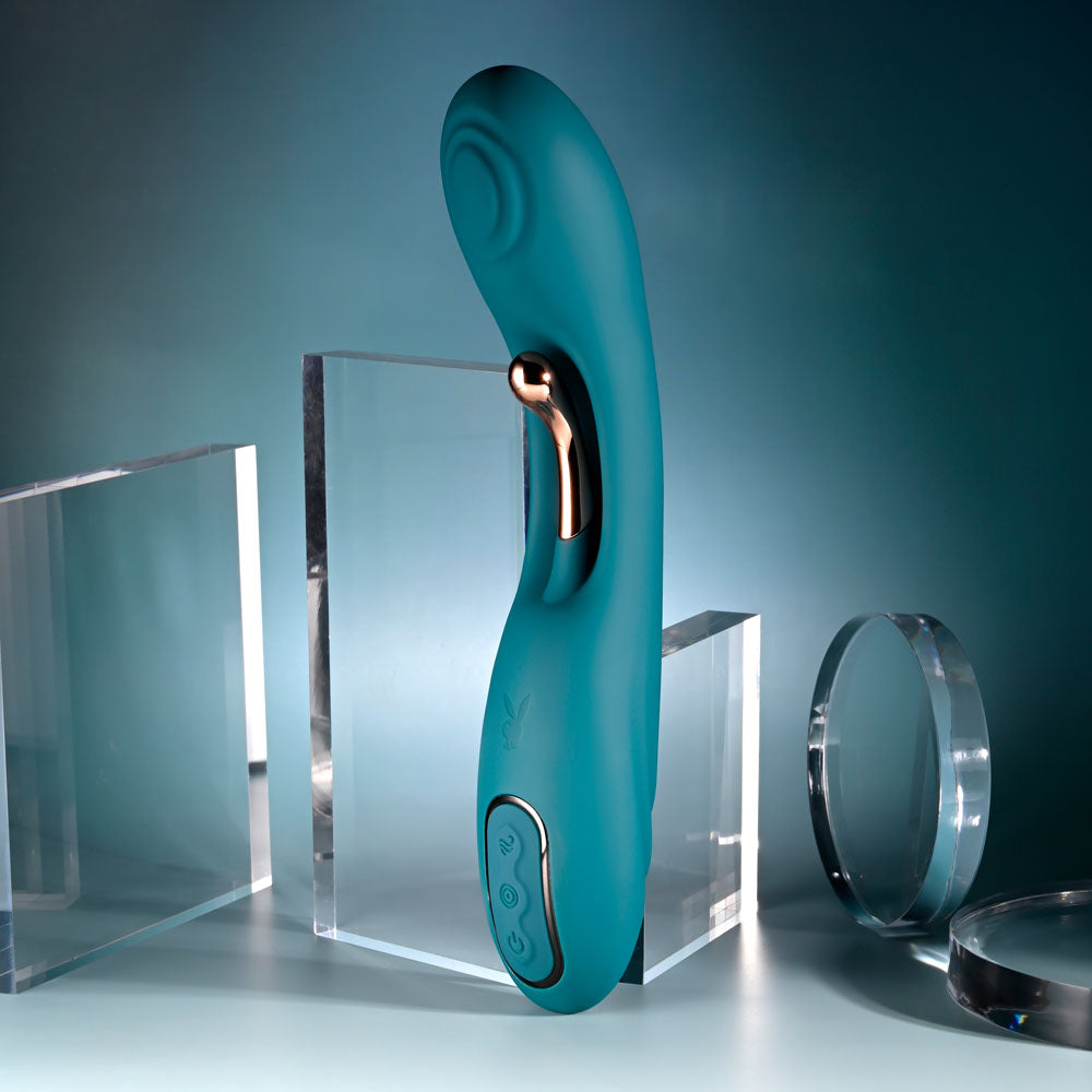 Playboy Pleasure AURELIE - Green 22.7 cm USB Rechargeable Vibrator with Internal Flicker