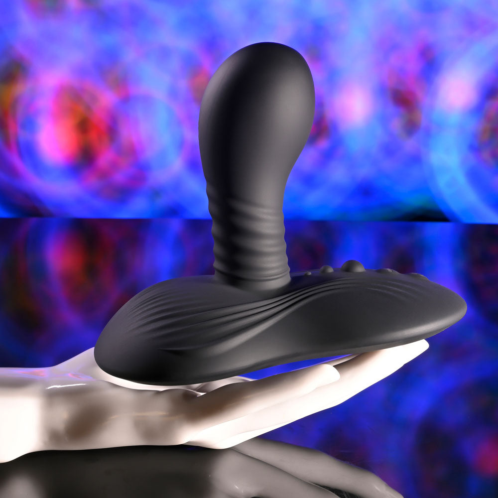 Playboy Pleasure SITTIN & SPINNIN - Black USB Rechargeable Spinning Vibrator & Grinder Pad with Remote