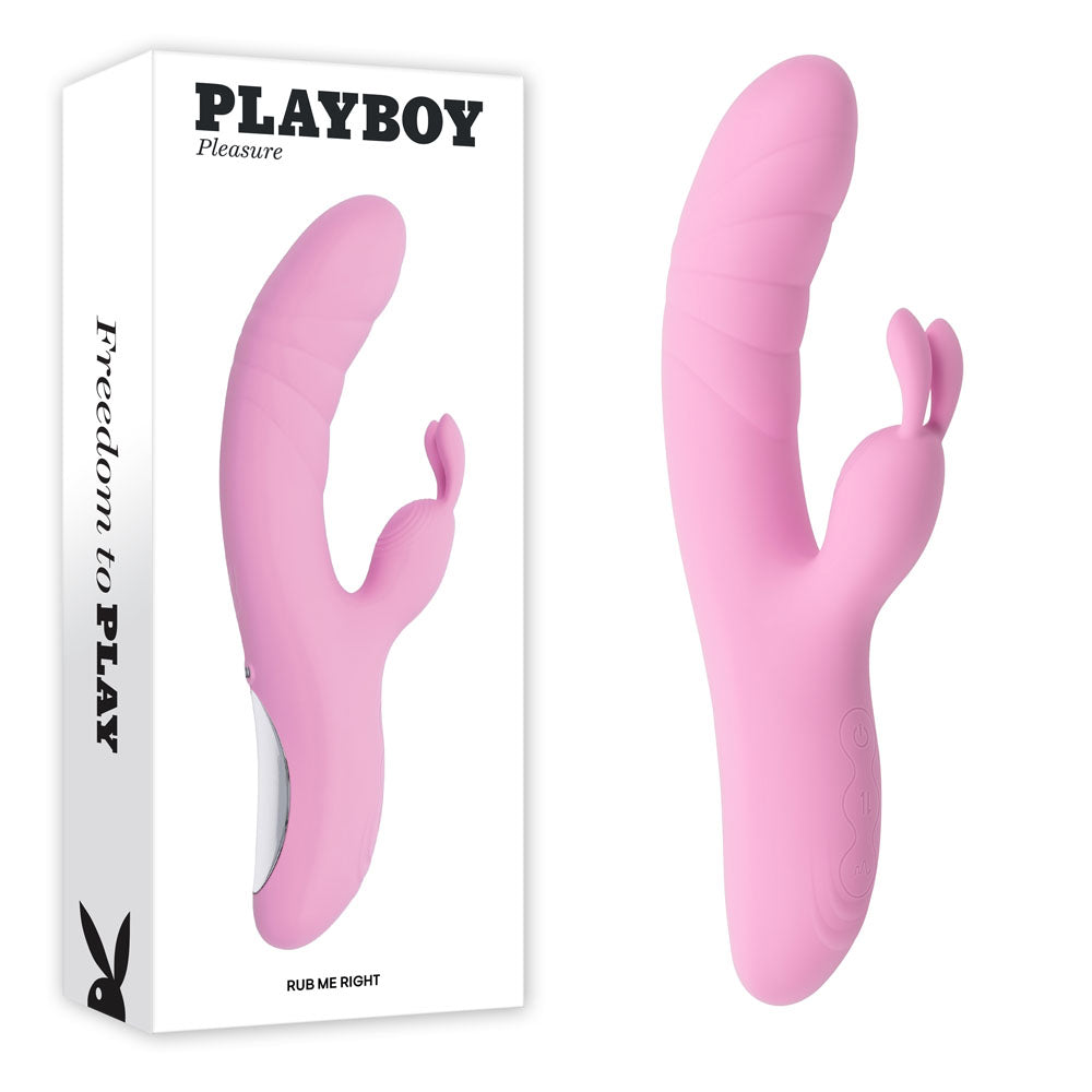 Playboy Pleasure RUB ME RIGHT - Pink 23.2 cm USB Rechargeable Thrusting Rabbit Vibrator