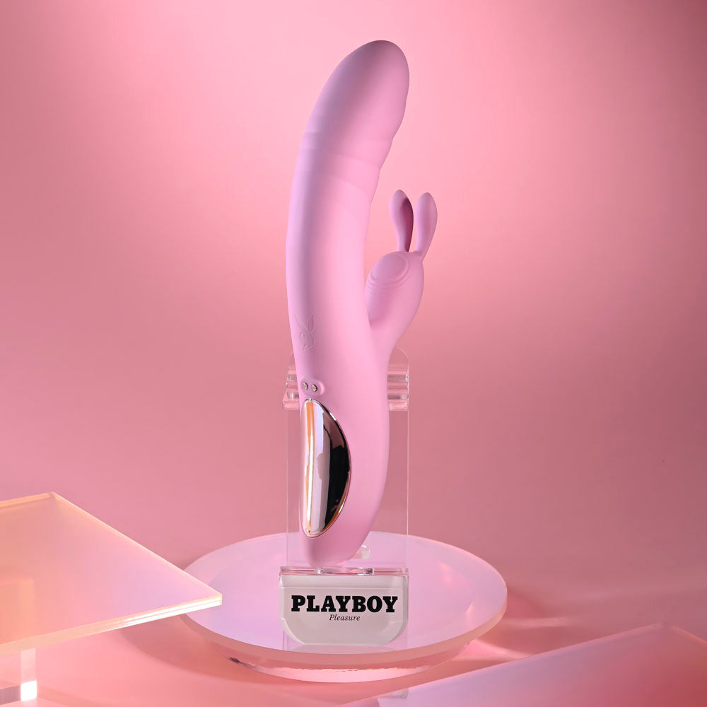 Playboy Pleasure RUB ME RIGHT - Pink 23.2 cm USB Rechargeable Thrusting Rabbit Vibrator