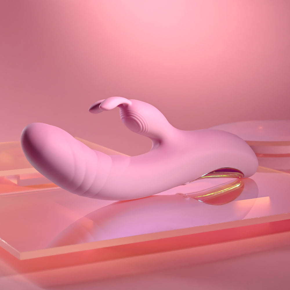 Playboy Pleasure RUB ME RIGHT - Pink 23.2 cm USB Rechargeable Thrusting Rabbit Vibrator
