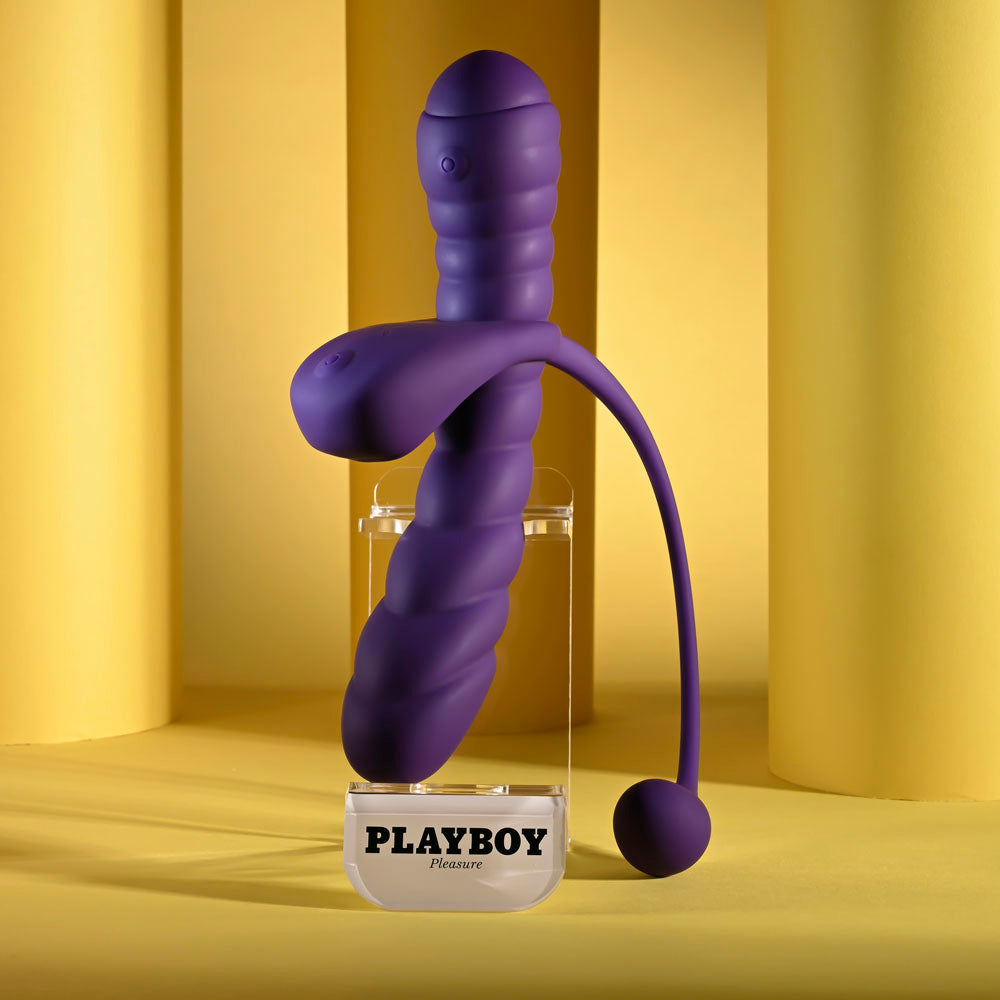 Playboy Pleasure TWISTED PLAYGROUND - Purple USB Rechargeable Vibrator and Cock Ring Kit