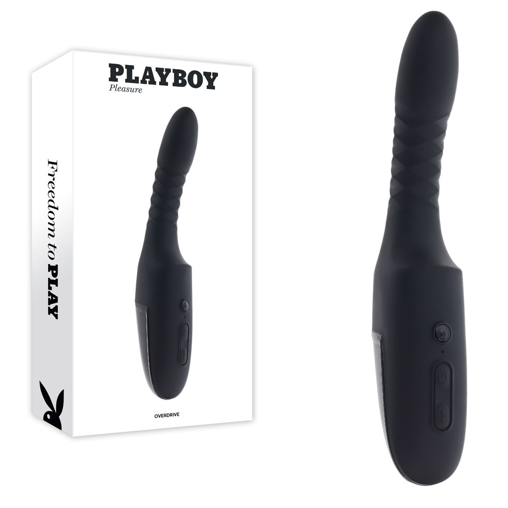 Playboy Pleasure OVERDRIVE - Black 28.2 cm USB Rechargeable Thrusting Vibrator