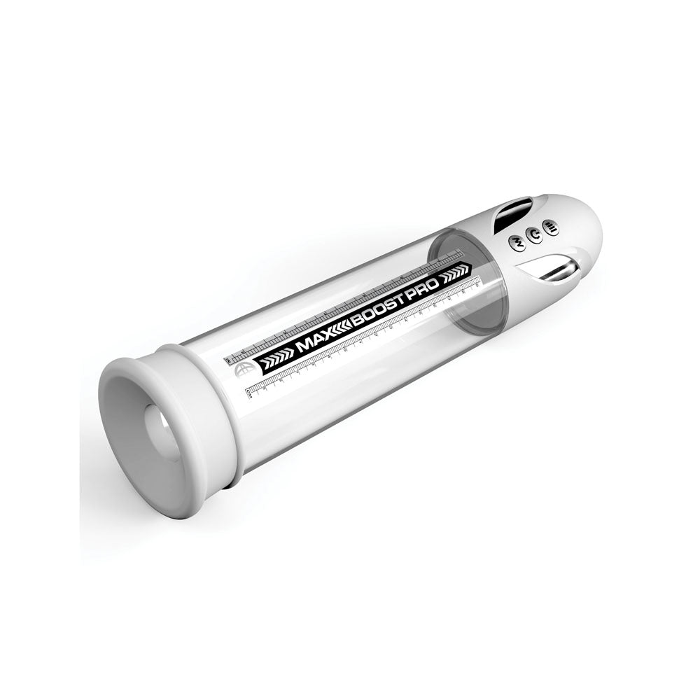 Pump Worx Max Boost Pro Flow - White - White/Clear USB Rechargeable Waterproof Auto Penis Pump