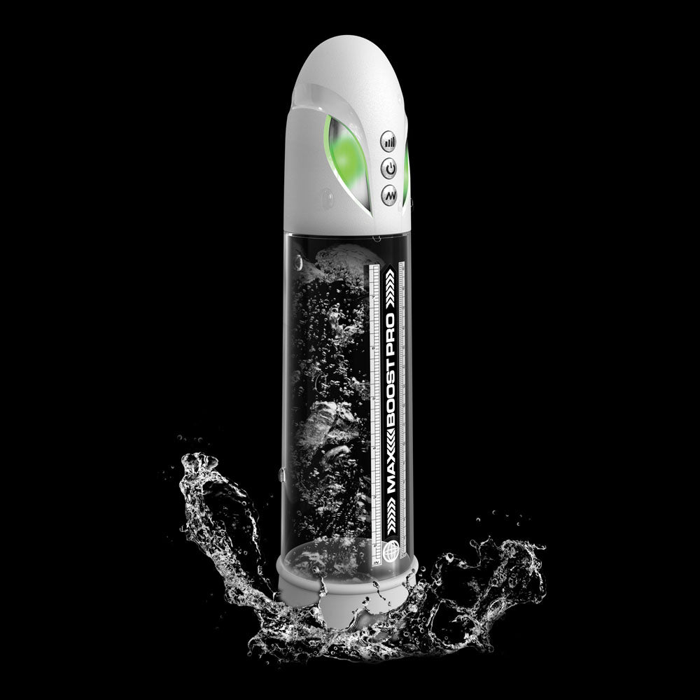 Pump Worx Max Boost Pro Flow - White - White/Clear USB Rechargeable Waterproof Auto Penis Pump