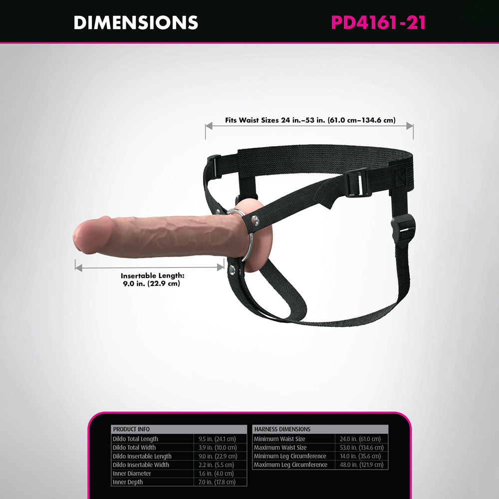 Fantasy X-Tensions Elite 9'' Silicone Hollow Strap-On - Flesh - Flesh 22.9 cm Hollow Strap-On