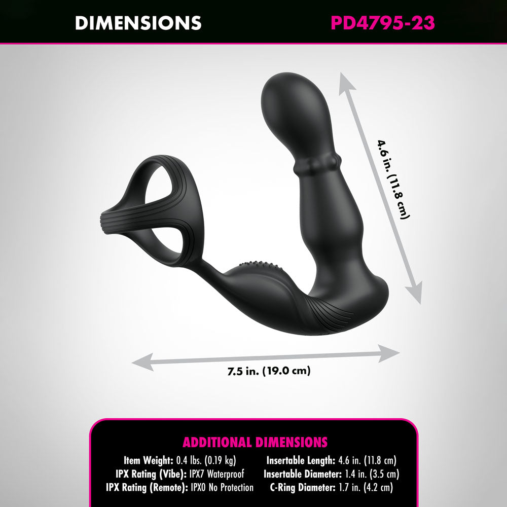 Anal Fantasy Elite Ass-Gasm Slide & Glide - Black USB Rechargeable Prostate Massage with Cock Ring