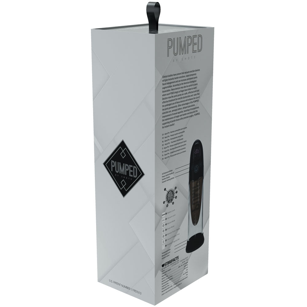 PUMPED Aqua-Pro Auto Pump - Black - Black/Clear USB Rechargeable AI-Enabled Submersible Auto Penis Pump