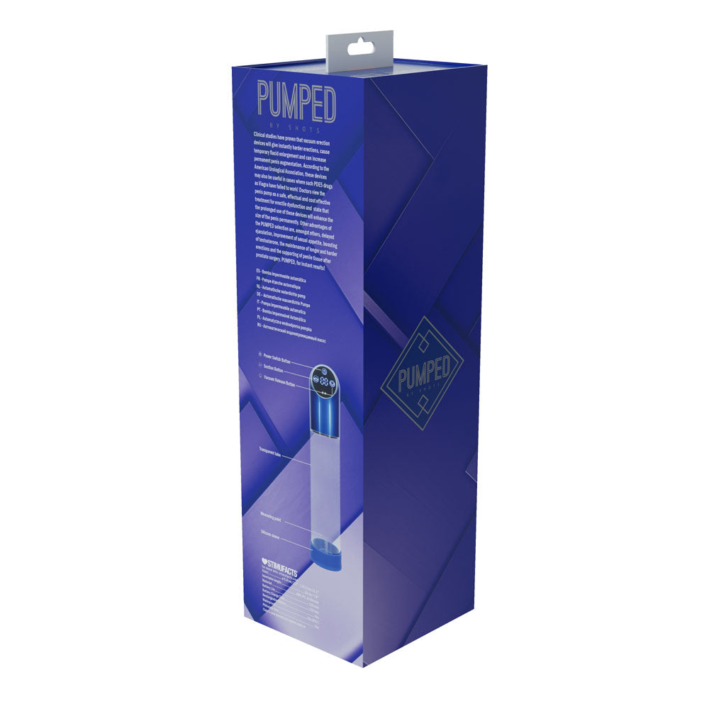 PUMPED Automatic Waterproof Pump - Metal Blue - Blue/Clear USB Rechargeable Automatic Penis Pump