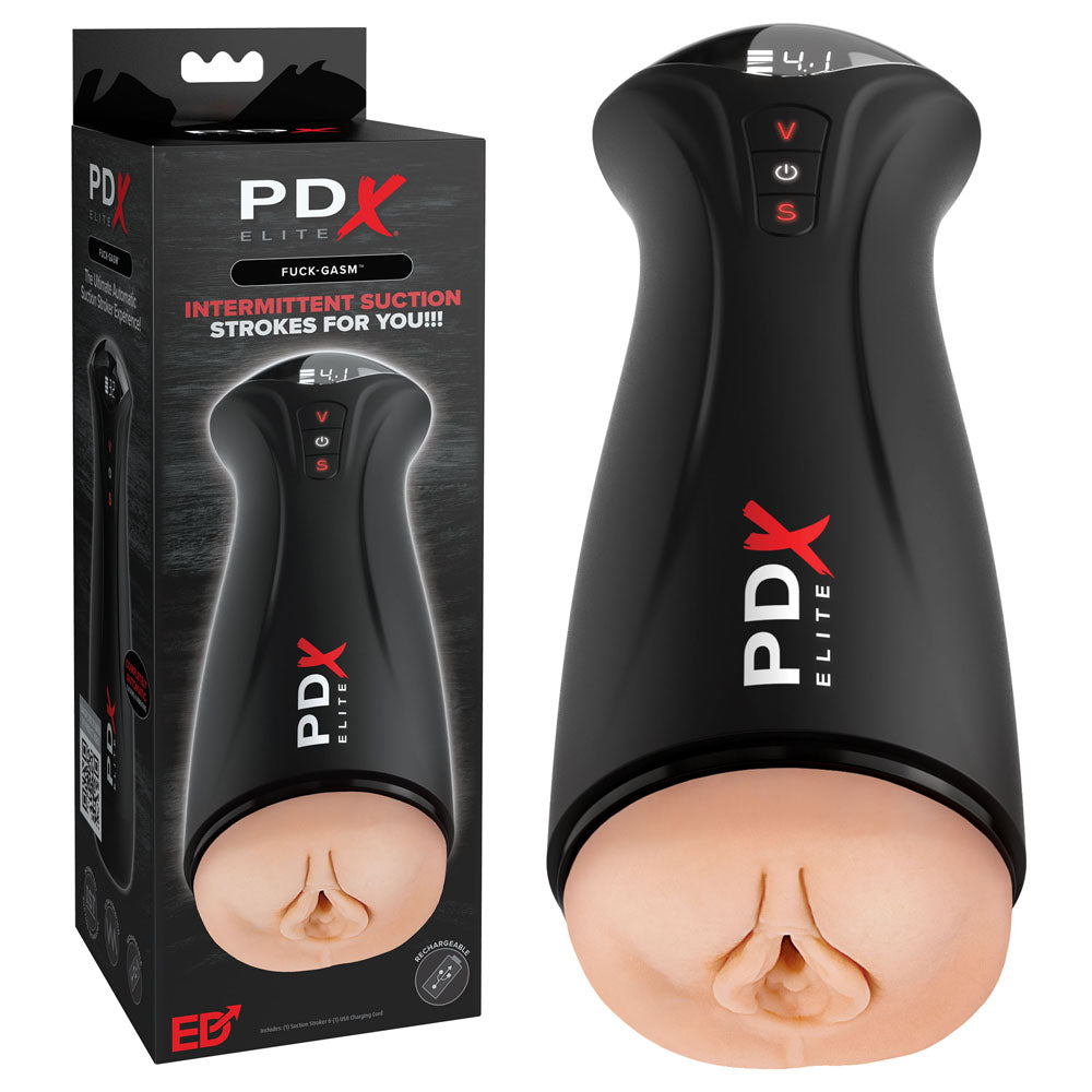 PDX Elite Fuck-Gasm - Flesh - USB Rechargeable Sucking & Vibrating Auto Stroker