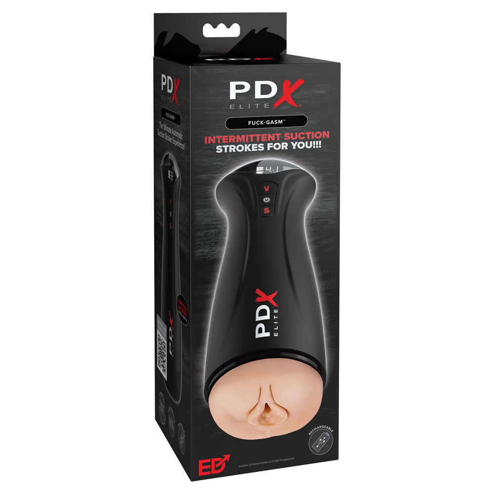 PDX Elite Fuck-Gasm - Flesh - USB Rechargeable Sucking & Vibrating Auto Stroker