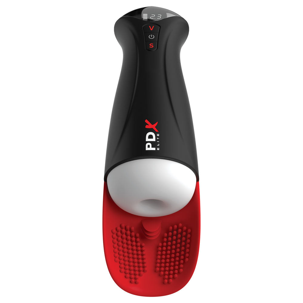 PDX Elite Fap-O-Matic Pro XL - White/Red - White USB Rechargeable Auto Stroker