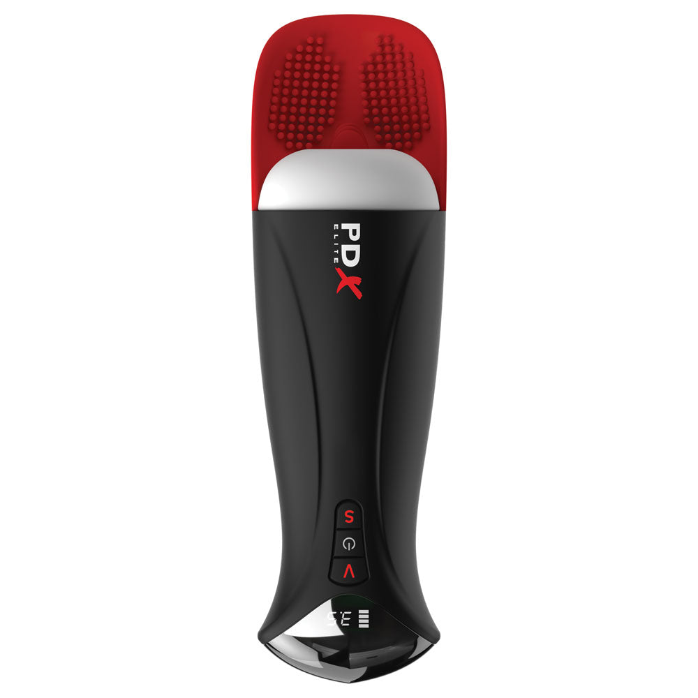 PDX Elite Fap-O-Matic Pro XL - White/Red - White USB Rechargeable Auto Stroker