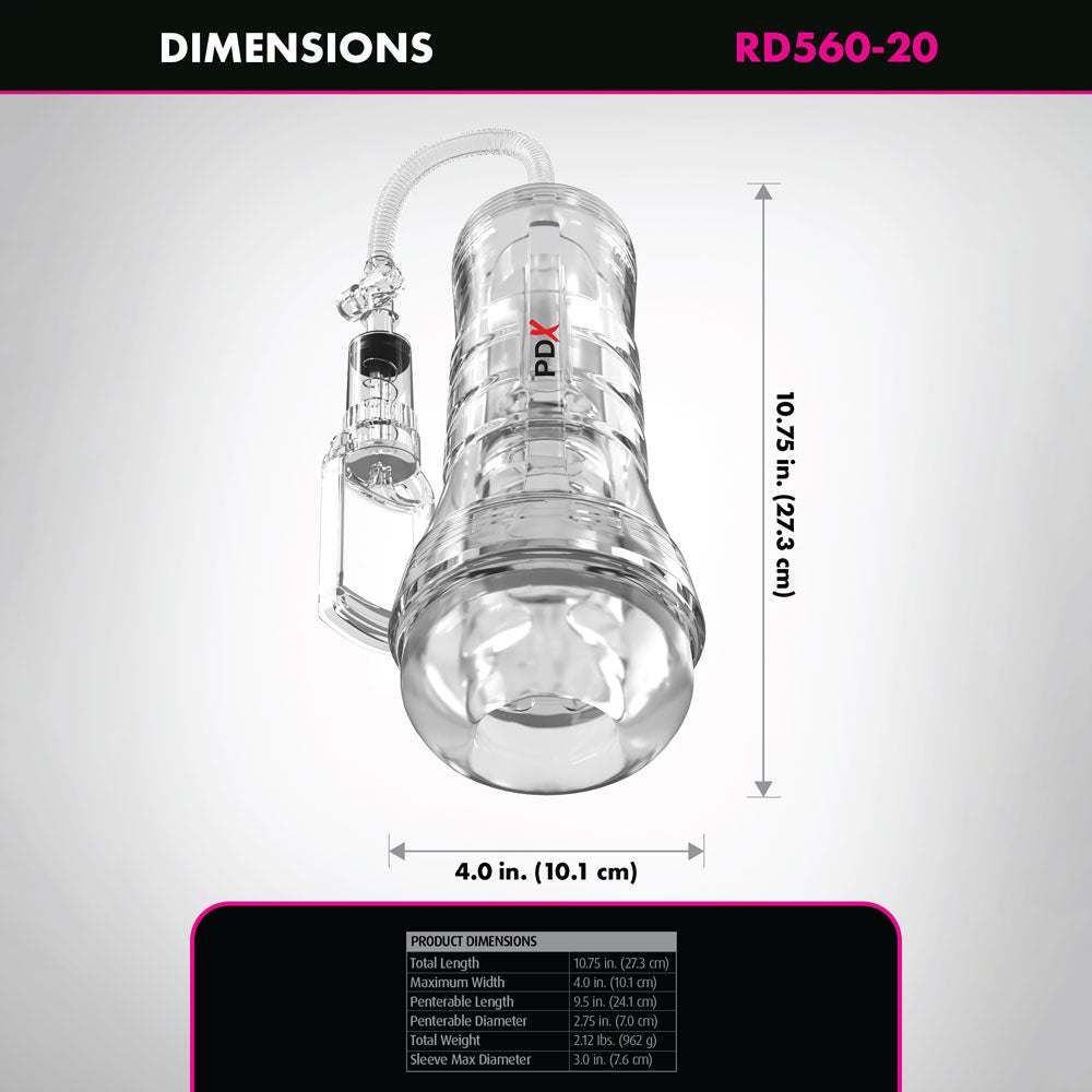 PDX Elite ViewTube Vac XXL Pump Stroker - Clear Vagina Stroker with Suction Pump