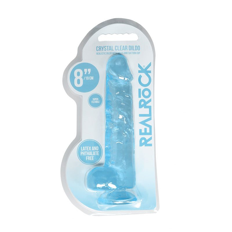 REALROCK 8'' Realistic Dildo With Balls - Blue 20.3 cm Dong