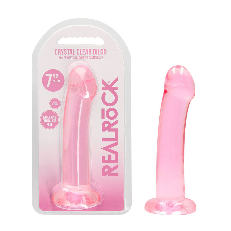 REALROCK Non Realistic Dildo With Suction Cup - 17 cm - Pink 17 cm Dong