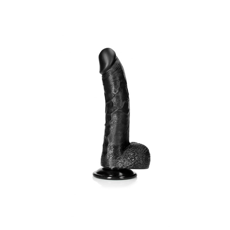 REALROCK Realistic Regular Curved Dong with Balls - 20.5 cm - Black 20.5 cm (8'') Dong