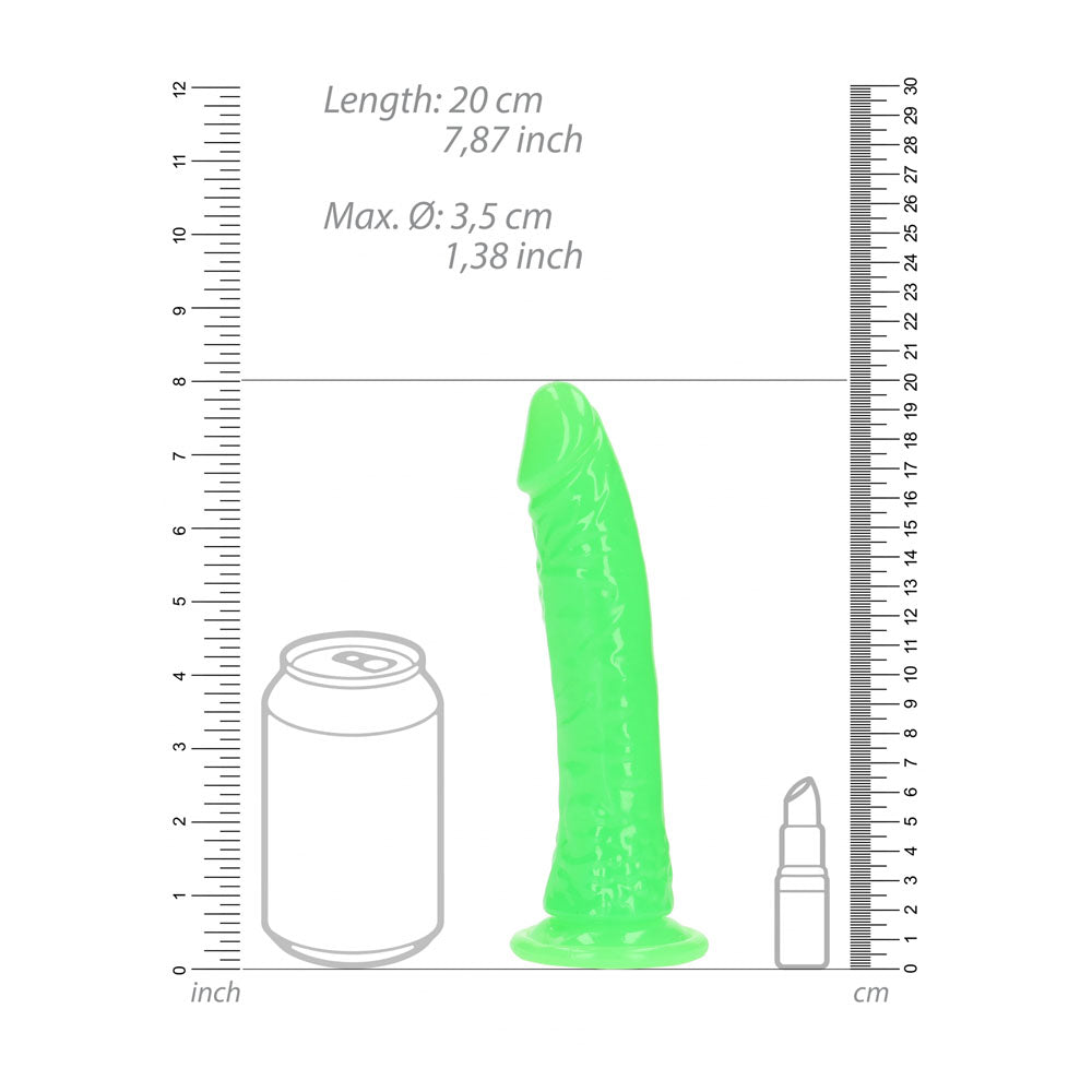 REALROCK 18 cm Slim Glow in the Dark Neon - Green - Glow in Dark Green 18 cm (7'') Dong