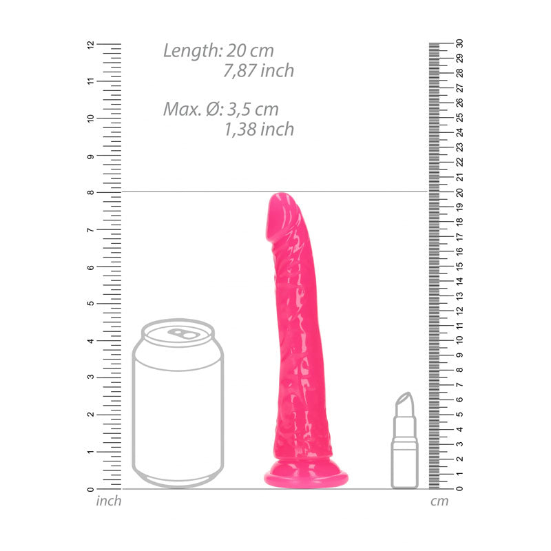 REALROCK 18 cm Slim Glow in the Dark Neon - Pink - Glow in Dark Pink 18 cm (7'') Dong