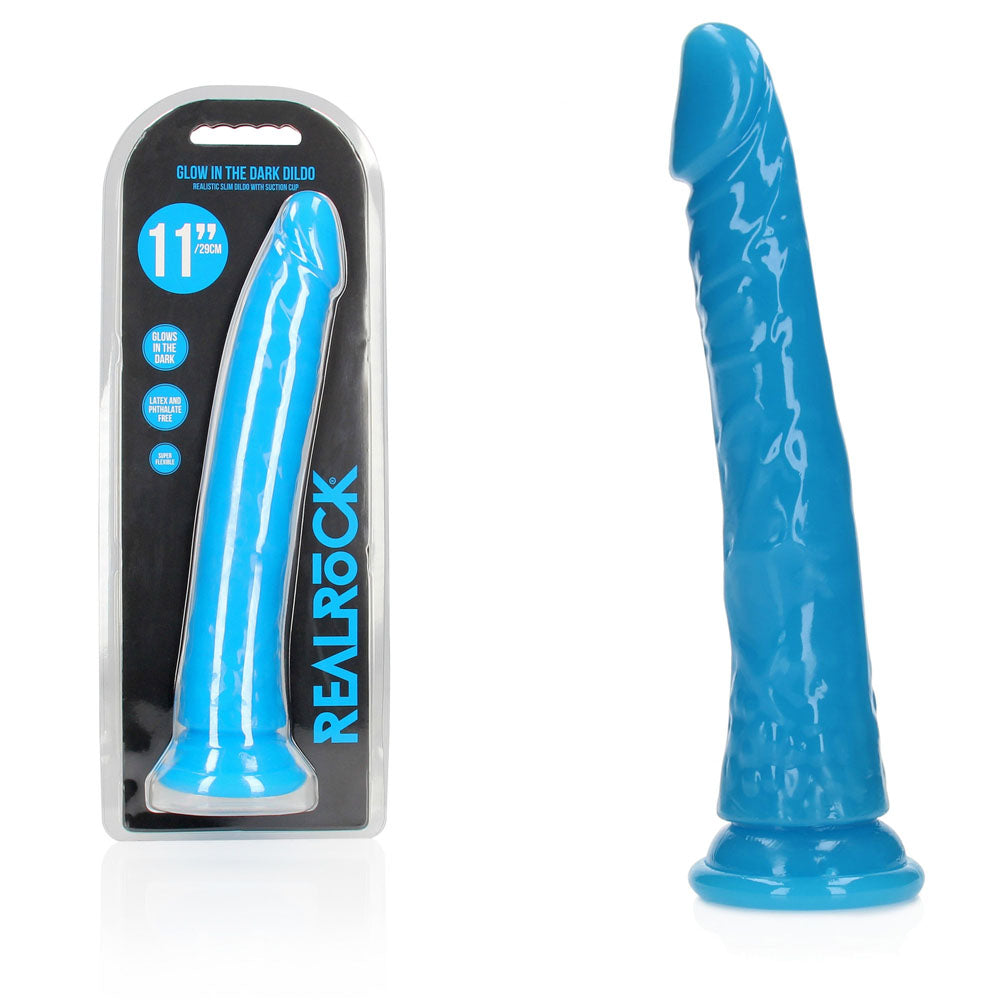 REALROCK 29 cm Slim Glow in the Dark Neon - Blue - Glow in Dark Blue 29 cm (11'') Dong